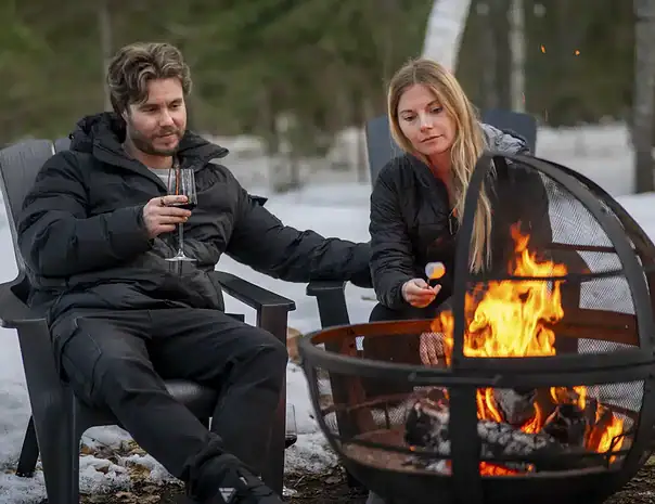 Chalet écologique avec spa et sauna privé - Site de feu extérieur